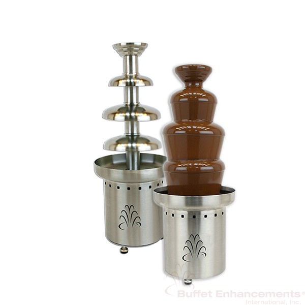 1BACF27- two-fountains 1BACF27 American Chocolate Fountain serves up to 100 people at weddings, birthday parties, dinner parties and event catering. Perfect for wedding food.